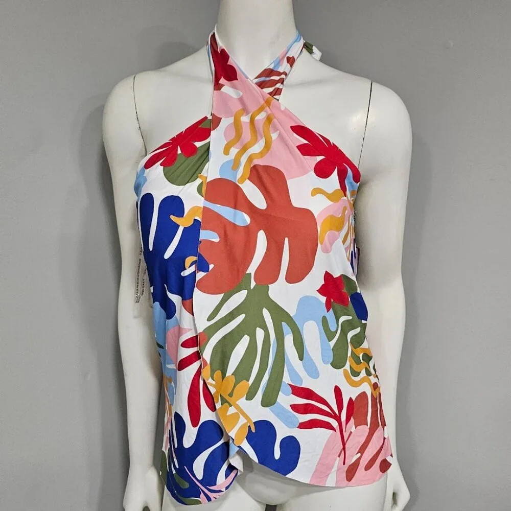Vince Camuto Printed Crossover Convertible Tankini Top - Picture 2 of 10